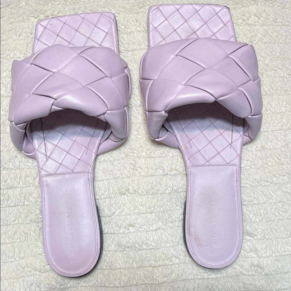 Bottega Veneta Lilac Braided Slide Sandals